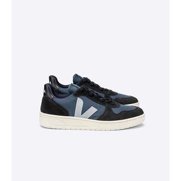 Men's Veja V-10 RIPSTOP Sneakers Black/Blue | ZA 326NWY